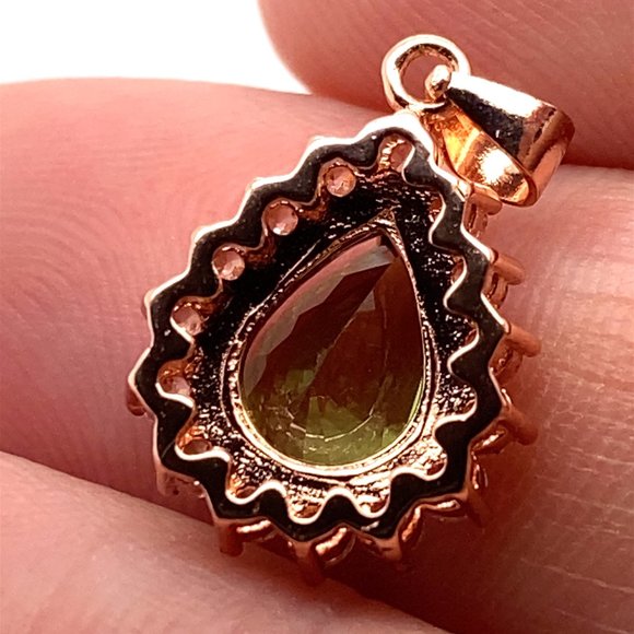 Green Tourmaline 1.30ct Rose Gold Finish Solid 925 Sterling Silver Pendant - Picture 3 of 7